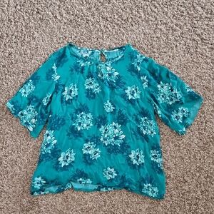 Teal Floral Women's Blouse